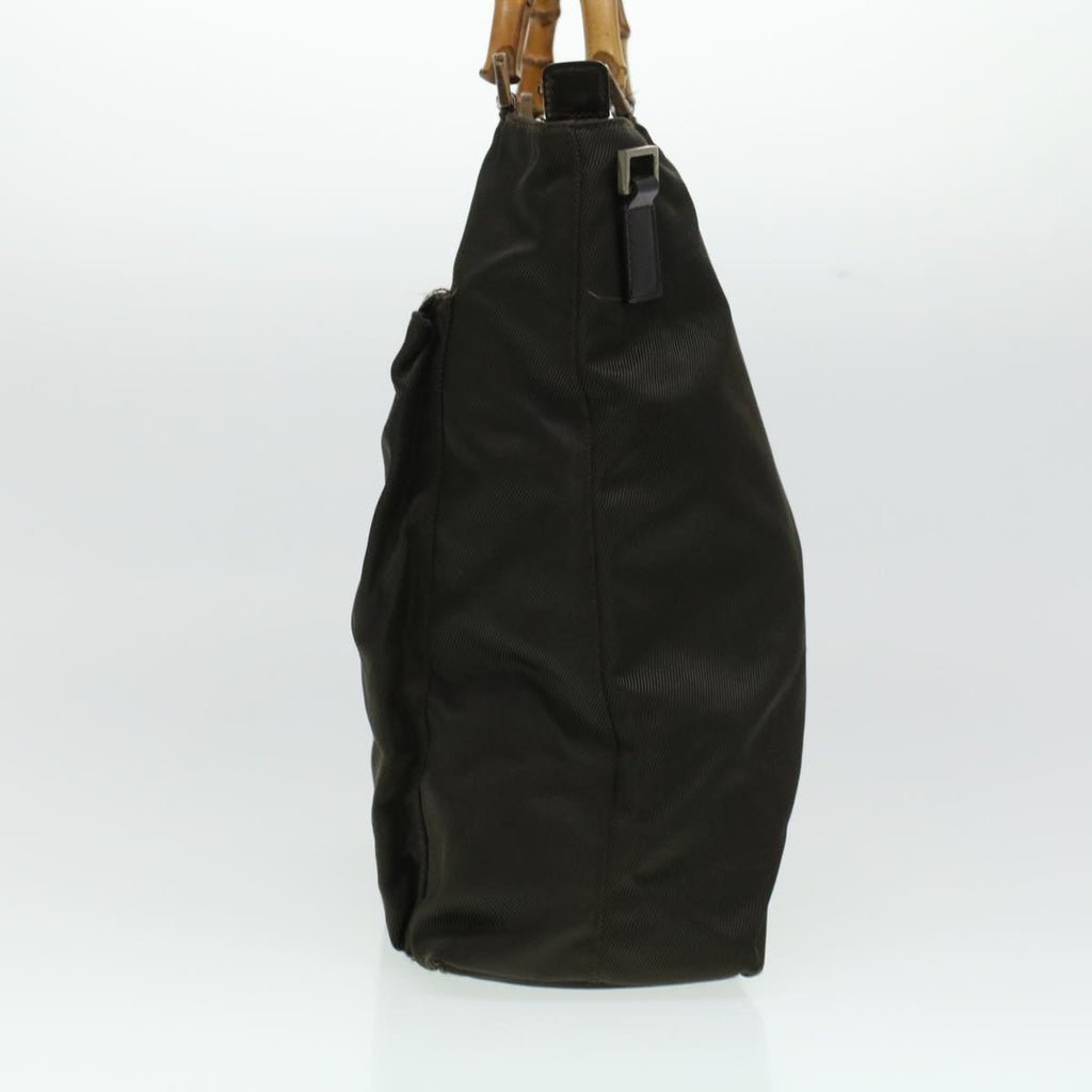 GUCCI Bamboo Shoulder Bag Nylon Khaki bs5984