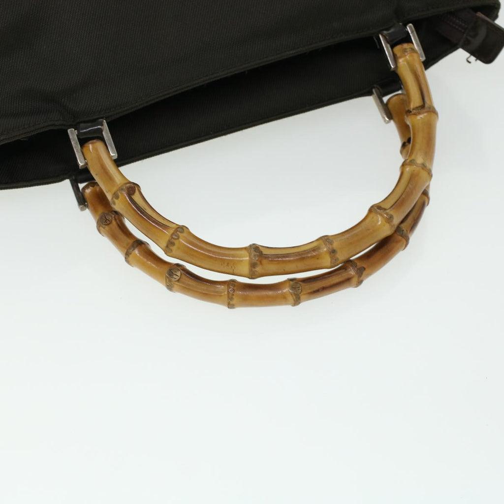 GUCCI Bamboo Shoulder Bag Nylon Khaki bs5984