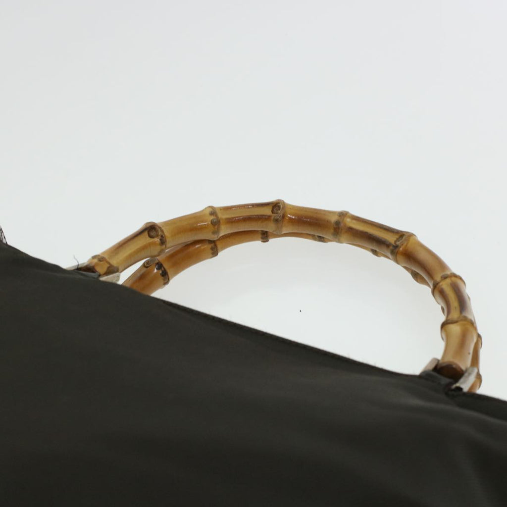 GUCCI Bamboo Shoulder Bag Nylon Khaki bs5984