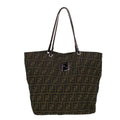 FENDI Zucca Canvas Tote Bag Black Brown bs6032