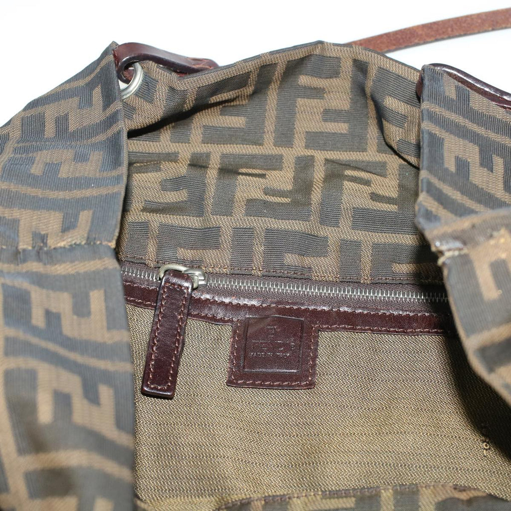FENDI Zucca Canvas Tote Bag Black Brown bs6032