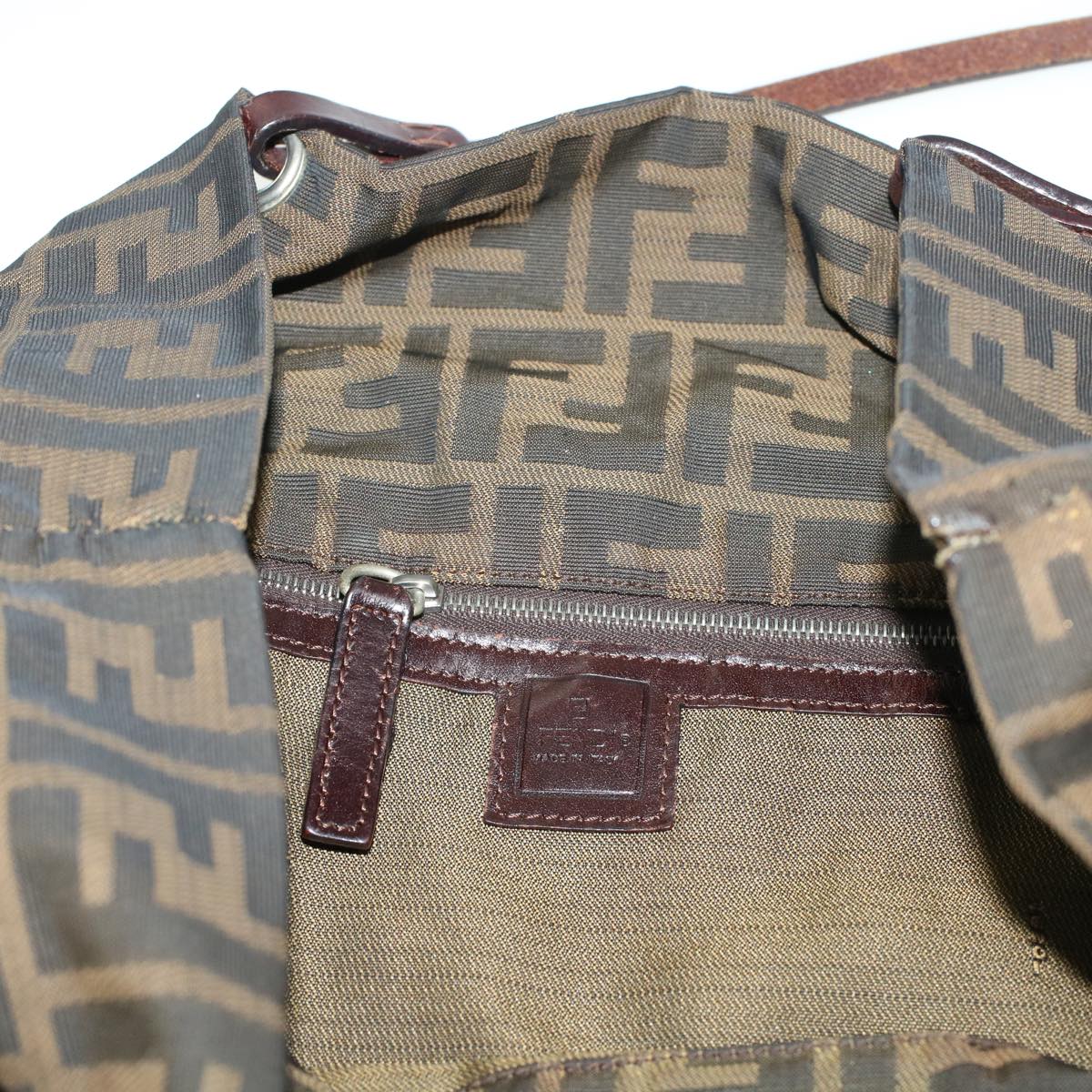 FENDI Zucca Canvas Tote Bag Black Brown bs6032