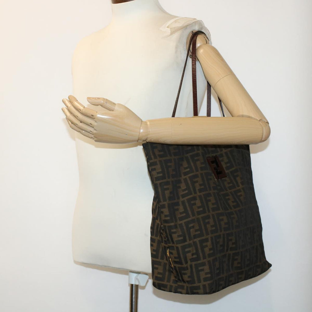 FENDI Zucca Canvas Tote Bag Black Brown bs6032