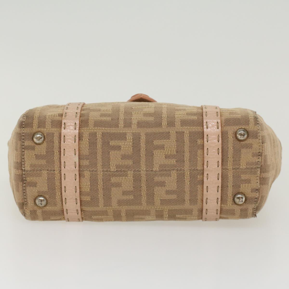 FENDI Zucca Canvas Linda Hand Bag Beige Pink bs6036