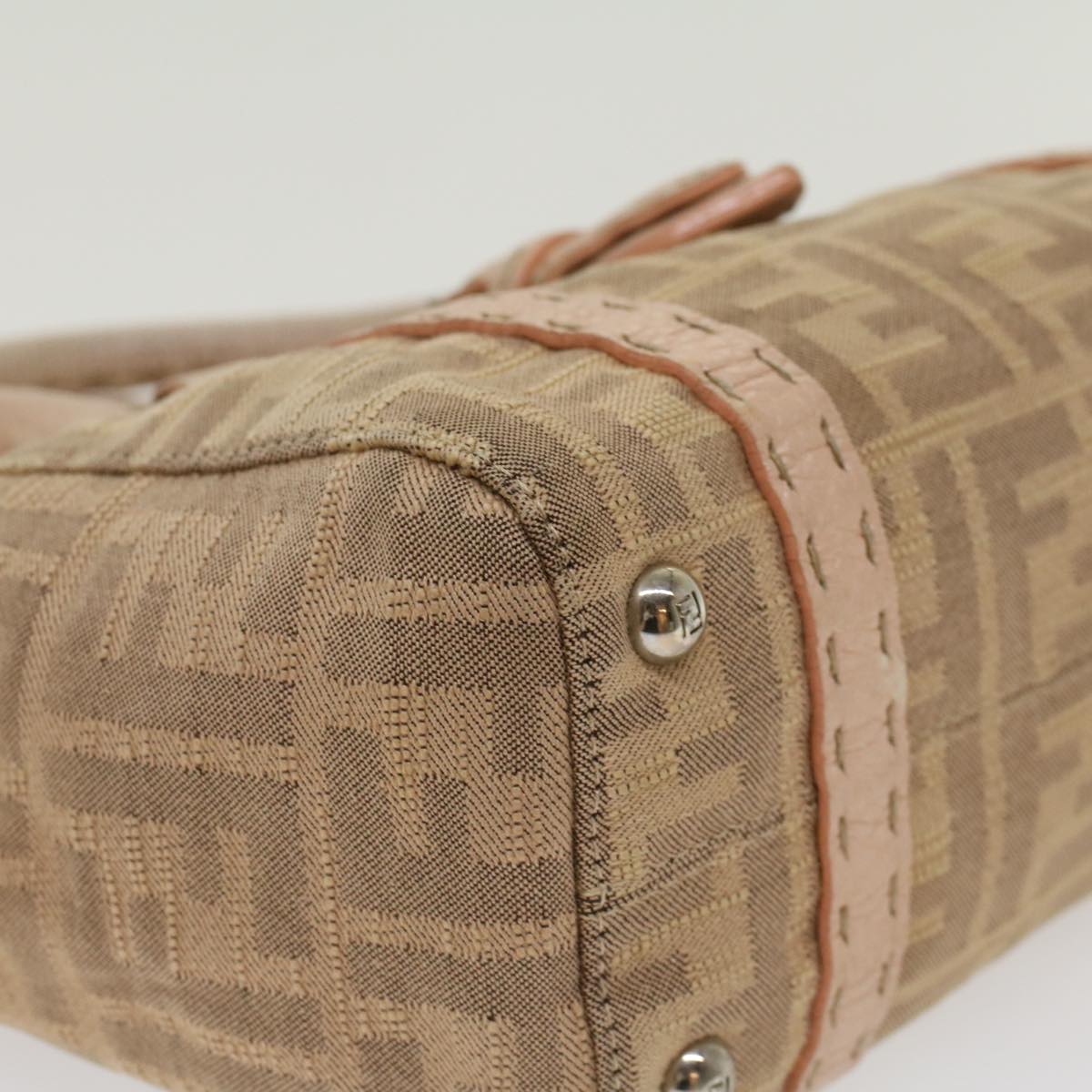 FENDI Zucca Canvas Linda Hand Bag Beige Pink bs6036