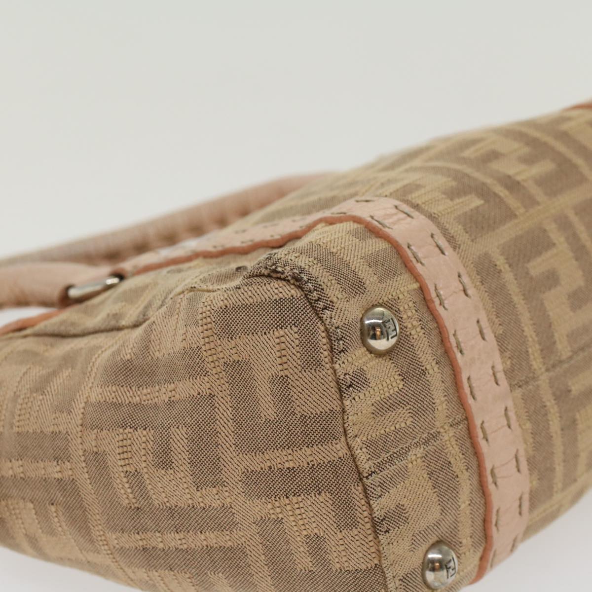 FENDI Zucca Canvas Linda Hand Bag Beige Pink bs6036