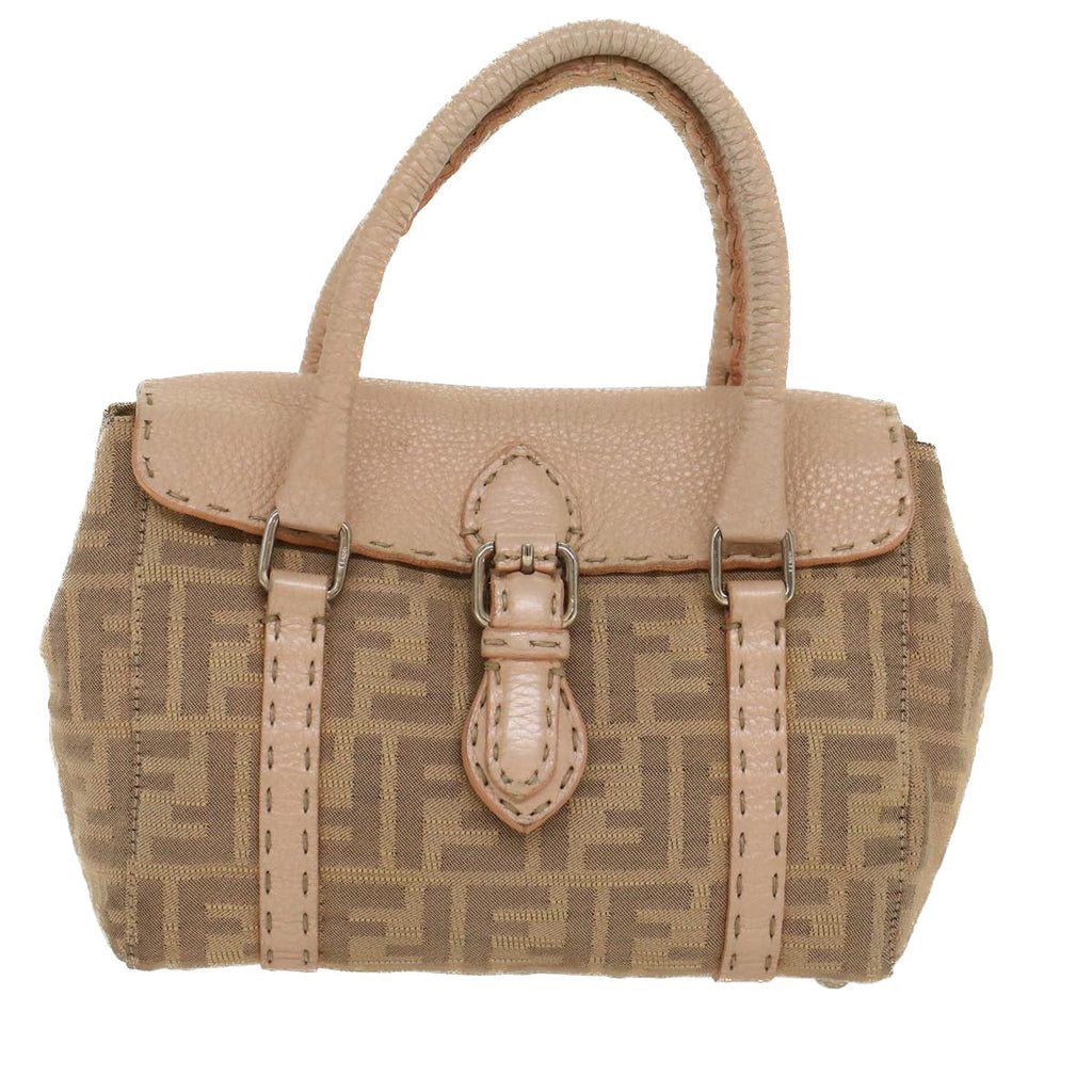 FENDI Zucca Canvas Linda Hand Bag Beige Pink bs6036