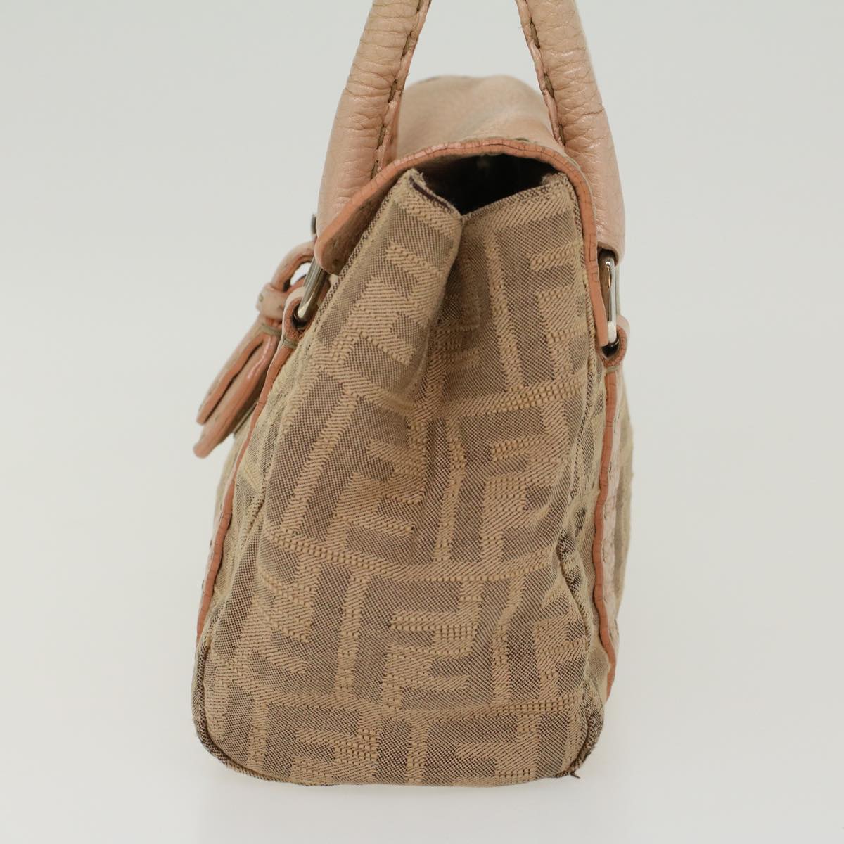 FENDI Zucca Canvas Linda Hand Bag Beige Pink bs6036