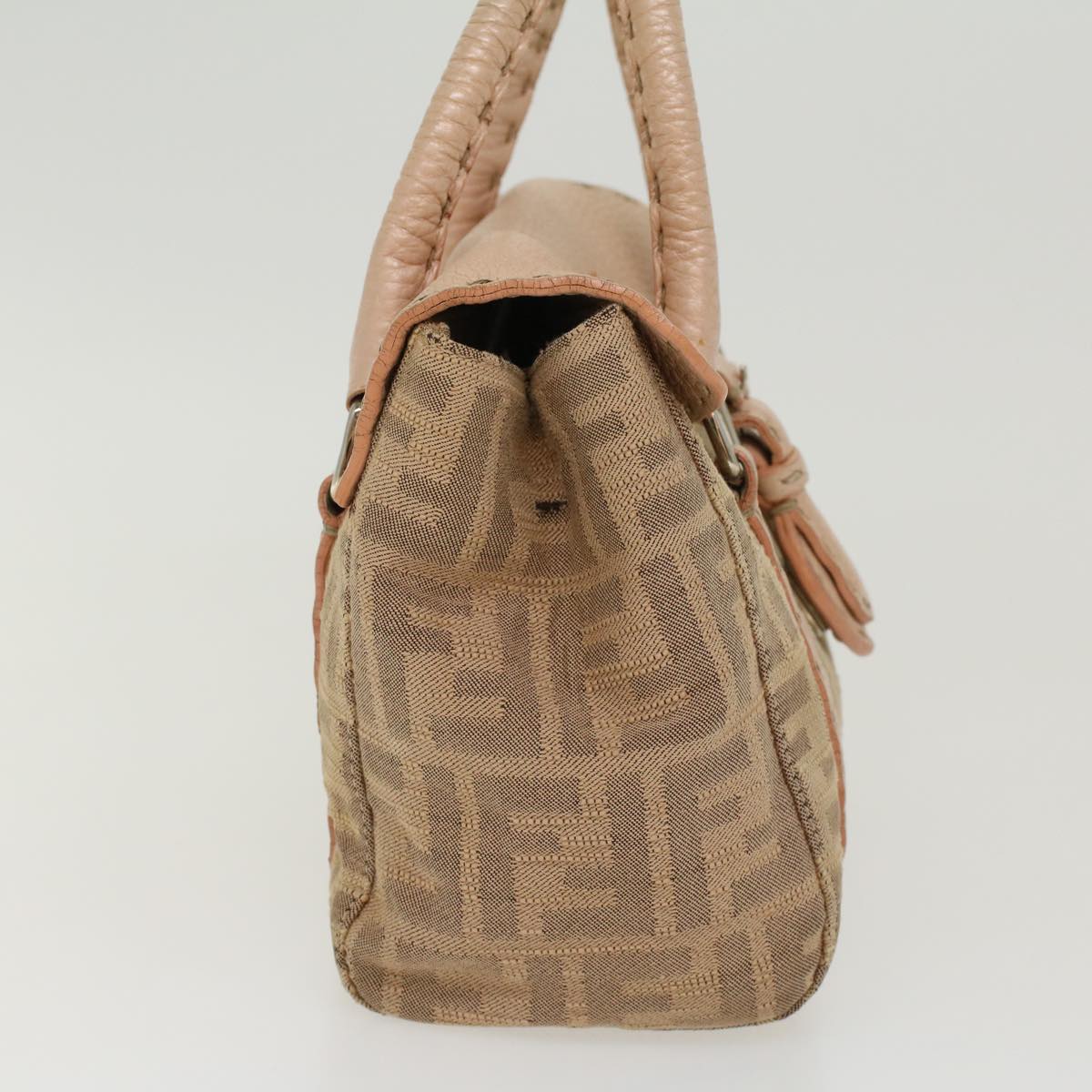 FENDI Zucca Canvas Linda Hand Bag Beige Pink bs6036