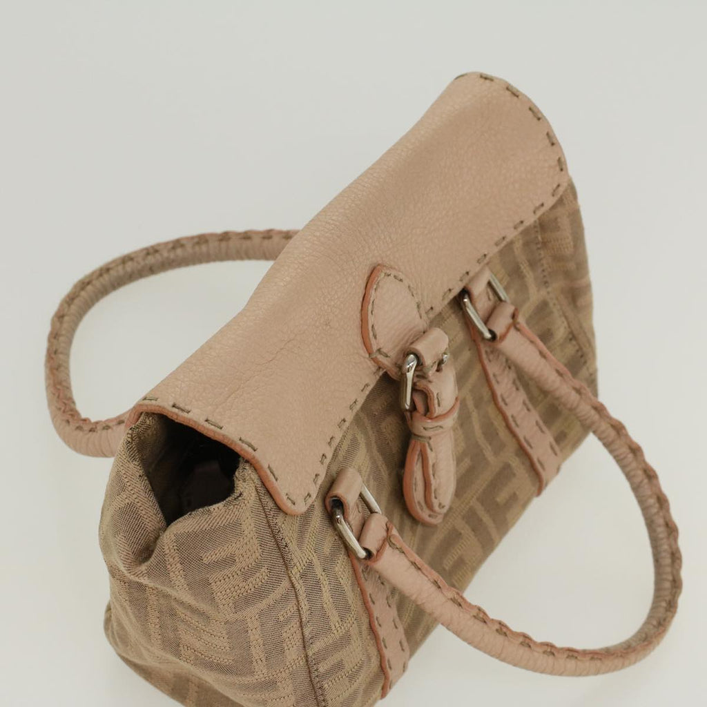 FENDI Zucca Canvas Linda Hand Bag Beige Pink bs6036