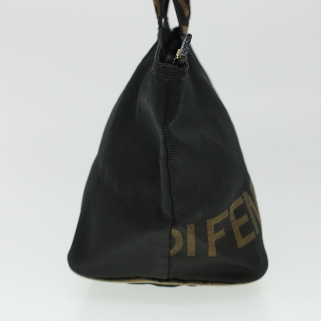 FENDI Zucca Canvas Hand Bag Black Brown Auth bs6057