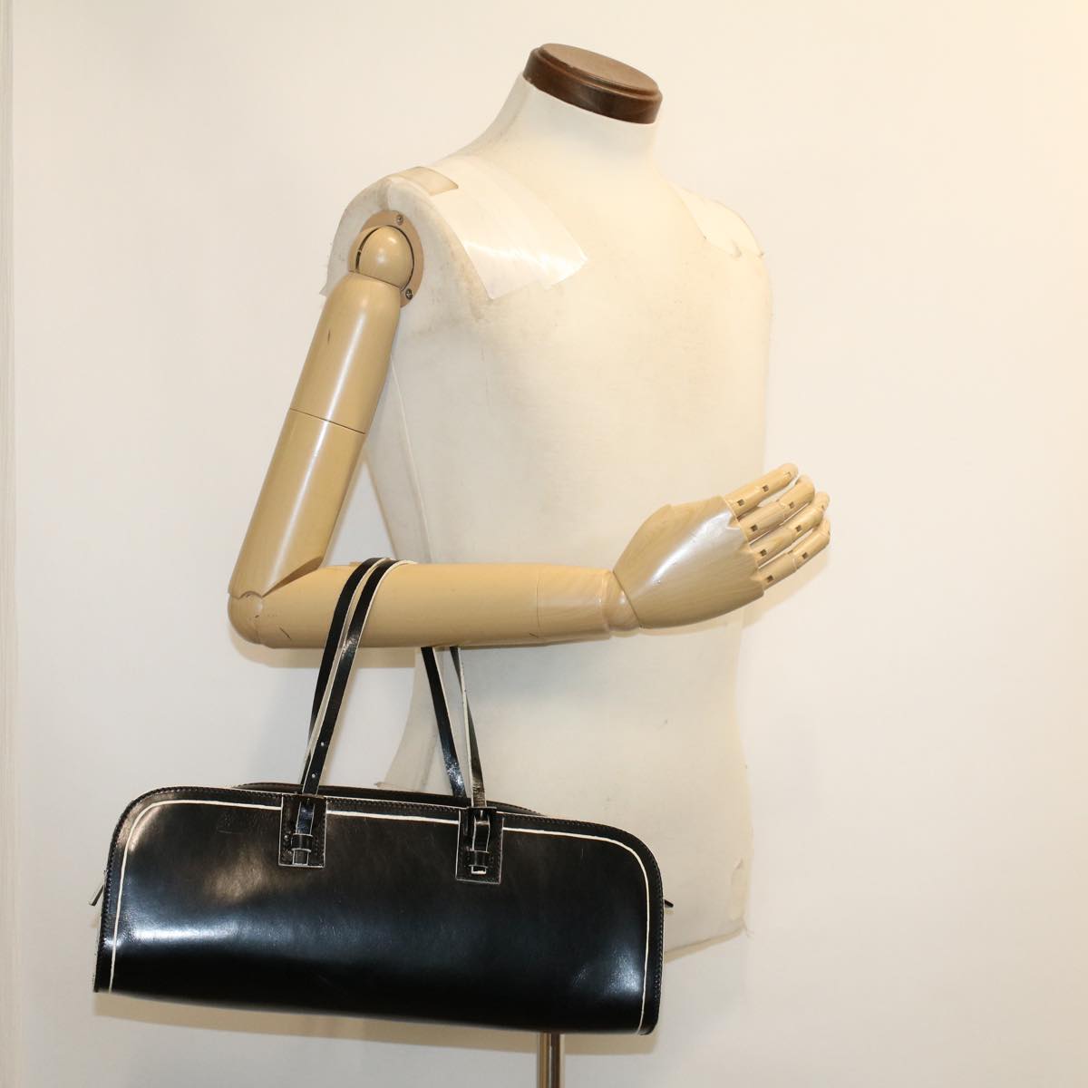 FENDI Hand Bag Leather Black bs6095
