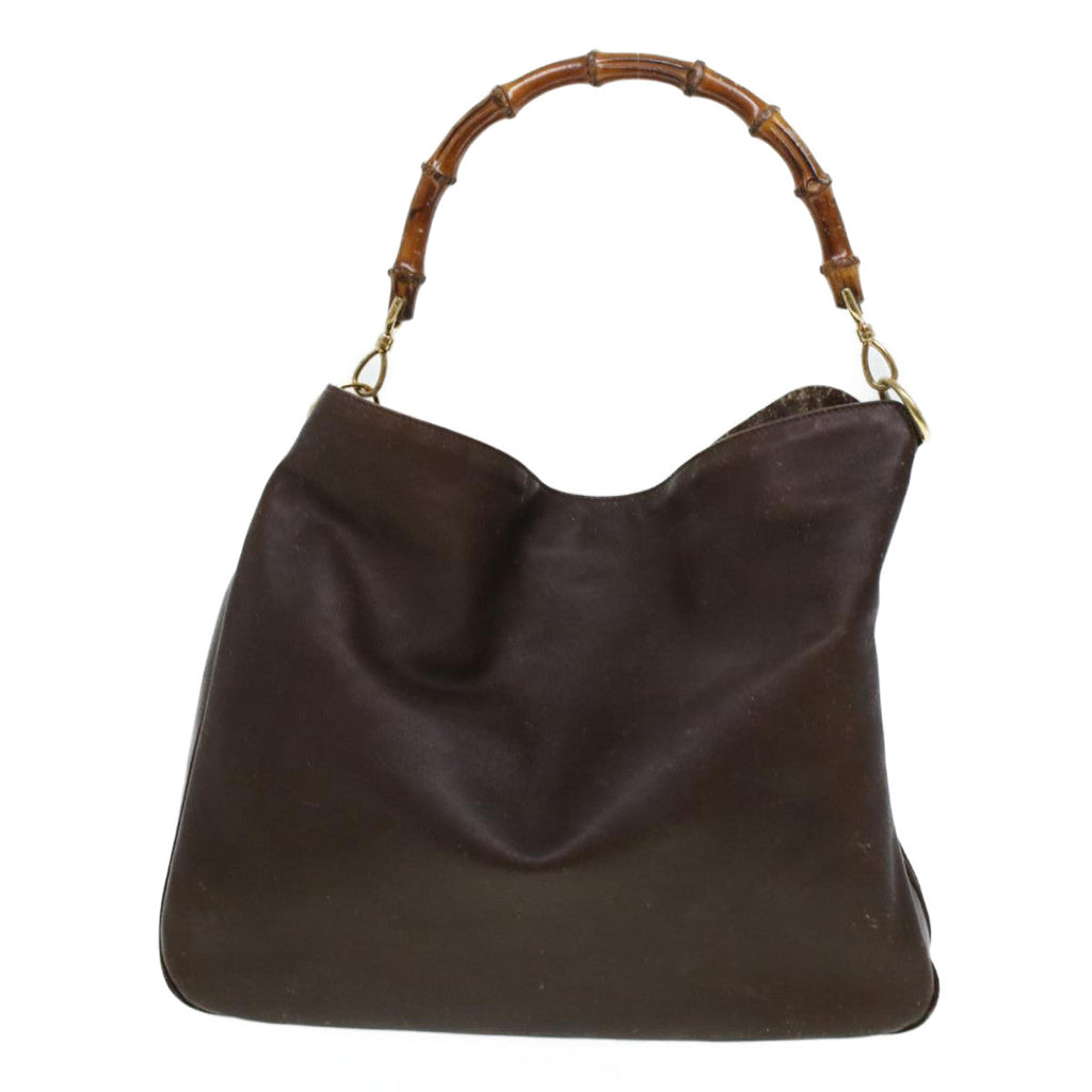 GUCCI Bamboo Shoulder Bag Leather 2way Brown bs6148