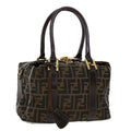 FENDI Zucca Canvas Hand Bag Black Brown bs6206