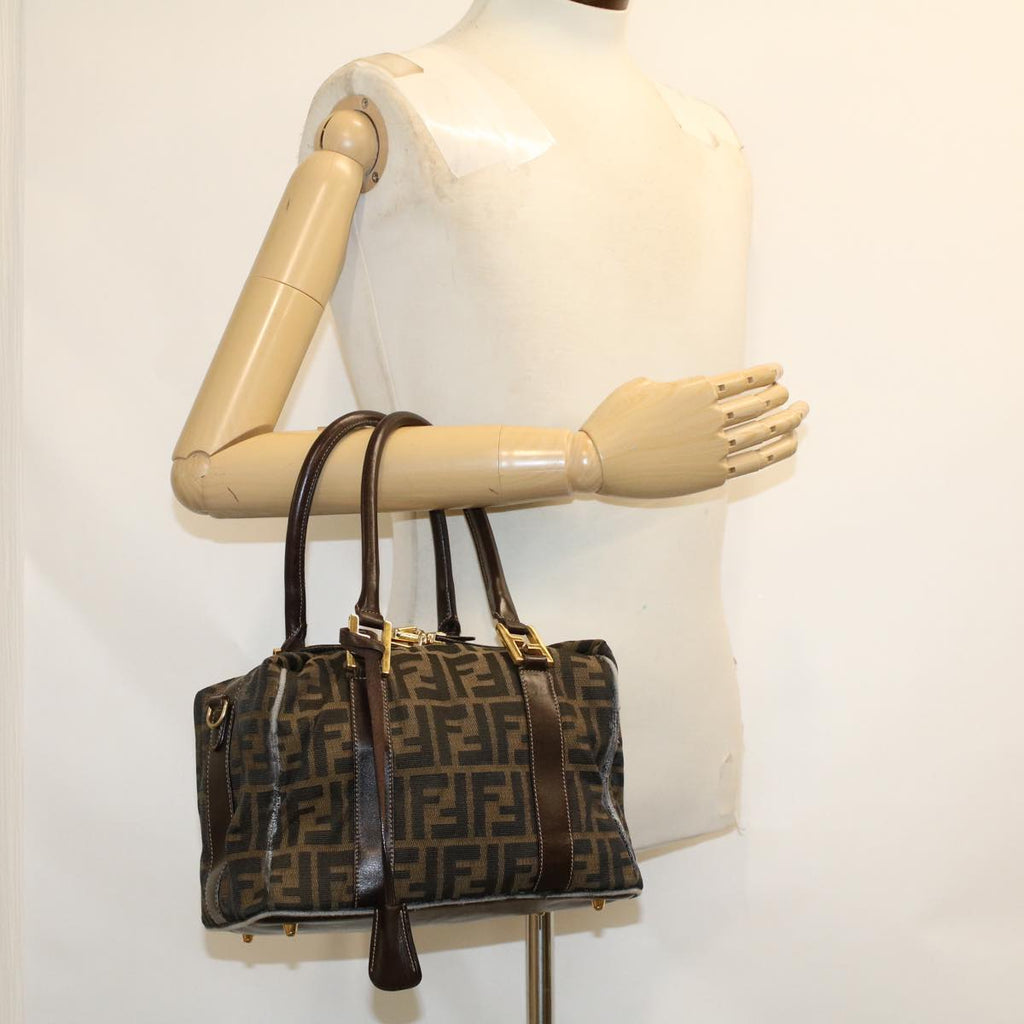 FENDI Zucca Canvas Hand Bag Black Brown bs6206