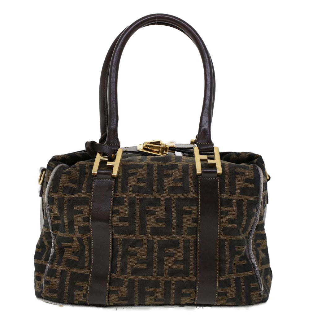 FENDI Zucca Canvas Hand Bag Black Brown bs6206