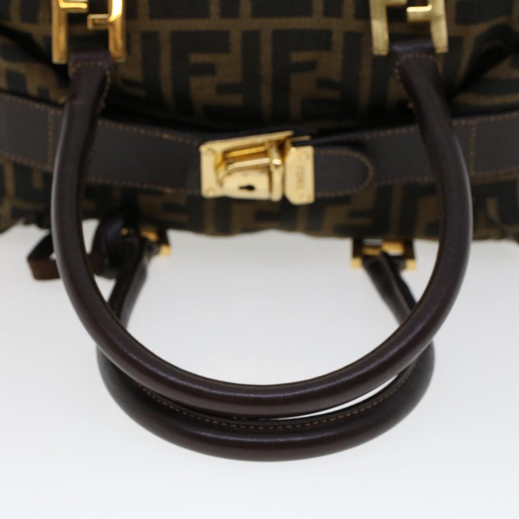 FENDI Zucca Canvas Hand Bag Black Brown bs6206