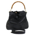 GUCCI Bamboo Hand Bag Leather 2way Black bs6247