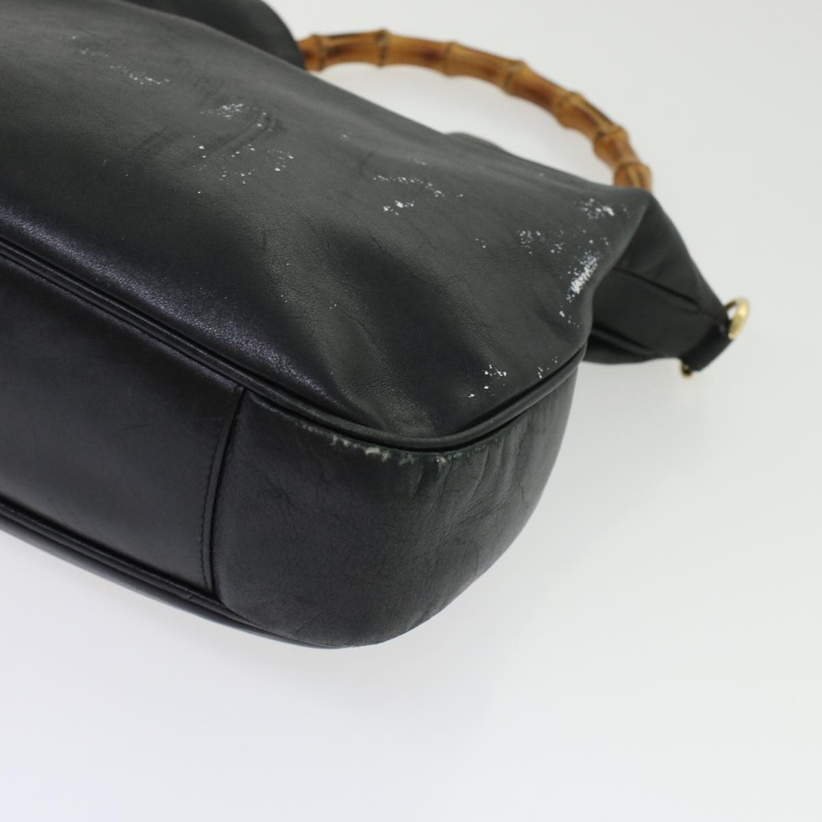 GUCCI Bamboo Hand Bag Leather 2way Black bs6247