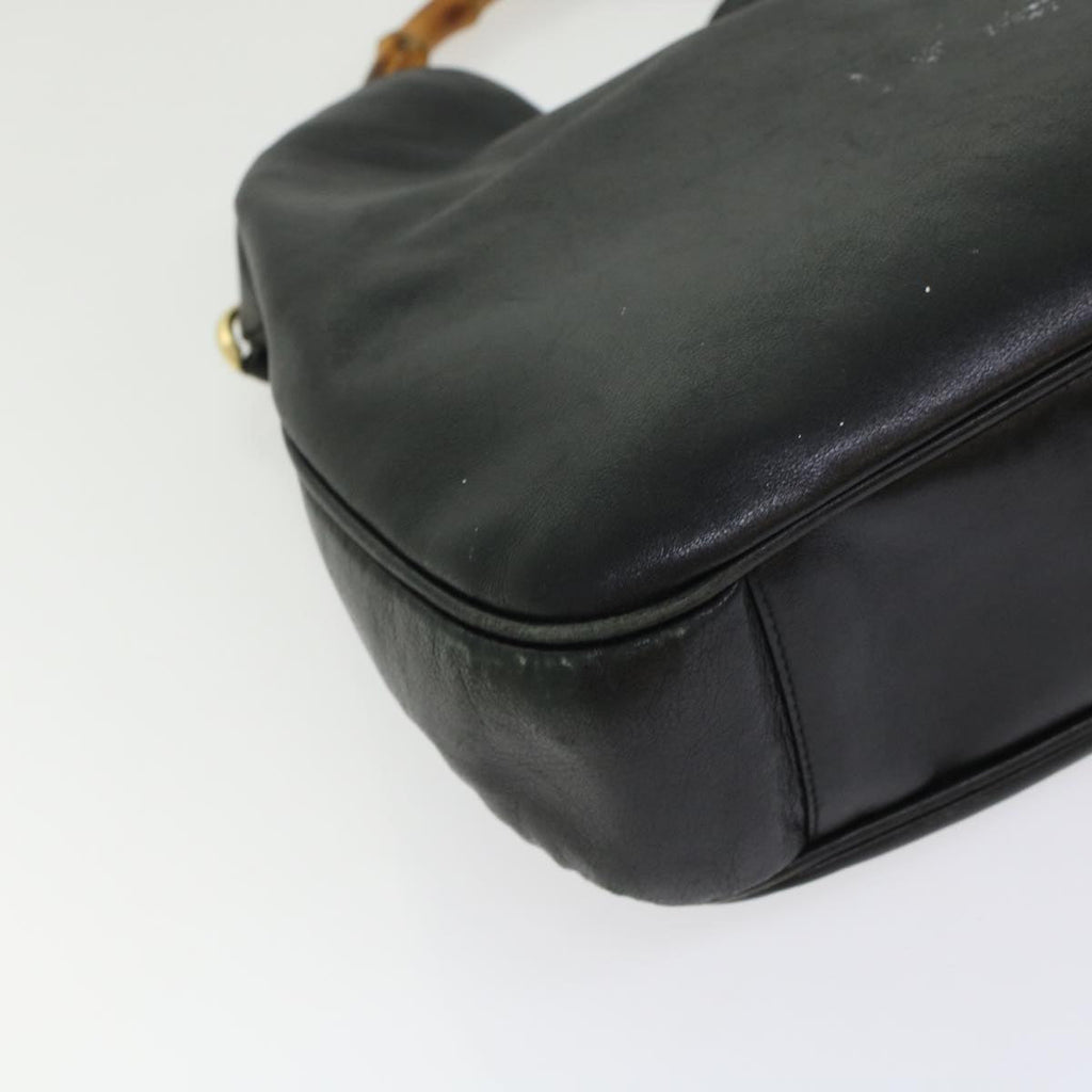 GUCCI Bamboo Hand Bag Leather 2way Black bs6247