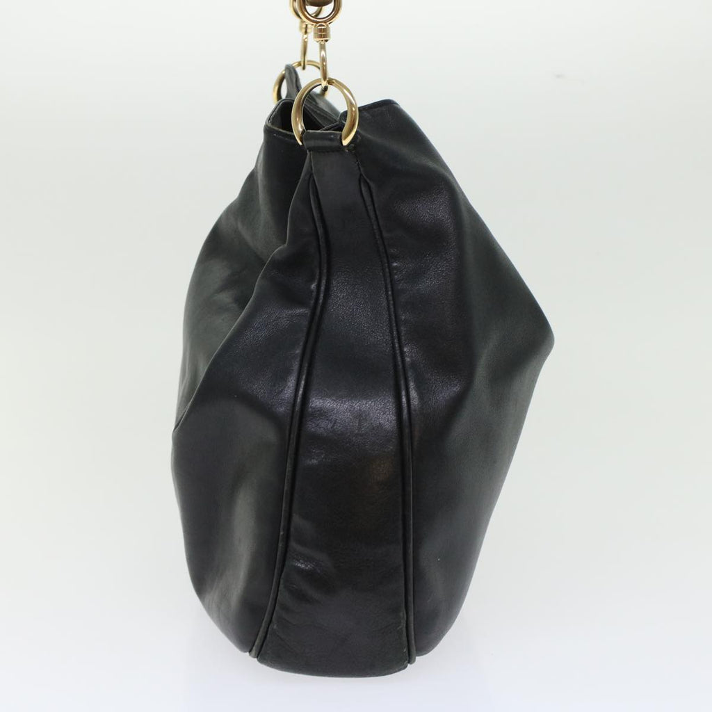 GUCCI Bamboo Hand Bag Leather 2way Black bs6247