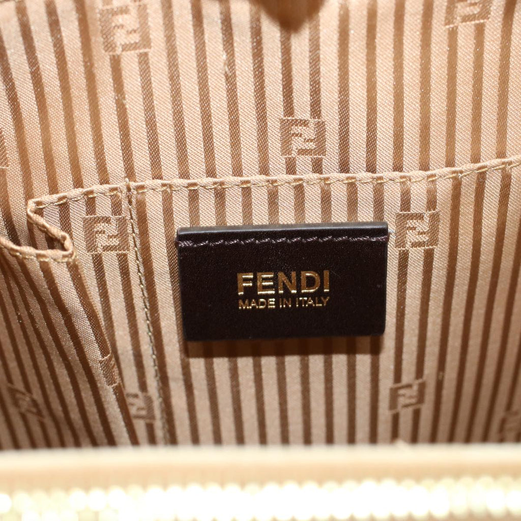 FENDI Two Joule Hand Bag Straw Beige bs6299