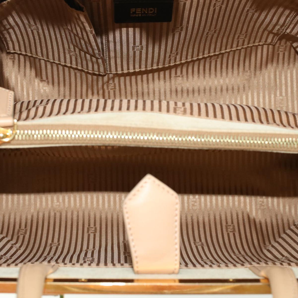 FENDI Two Joule Hand Bag Straw Beige bs6299