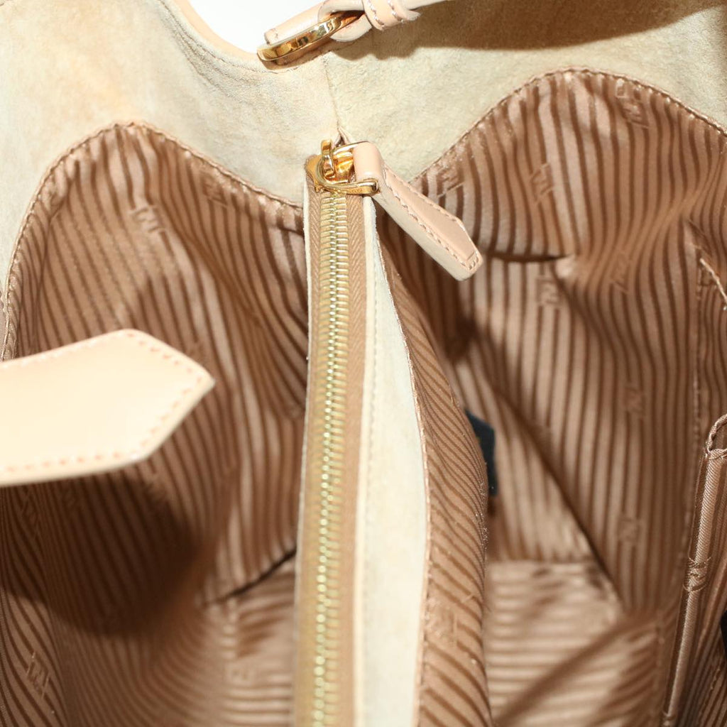 FENDI Two Joule Hand Bag Straw Beige bs6299