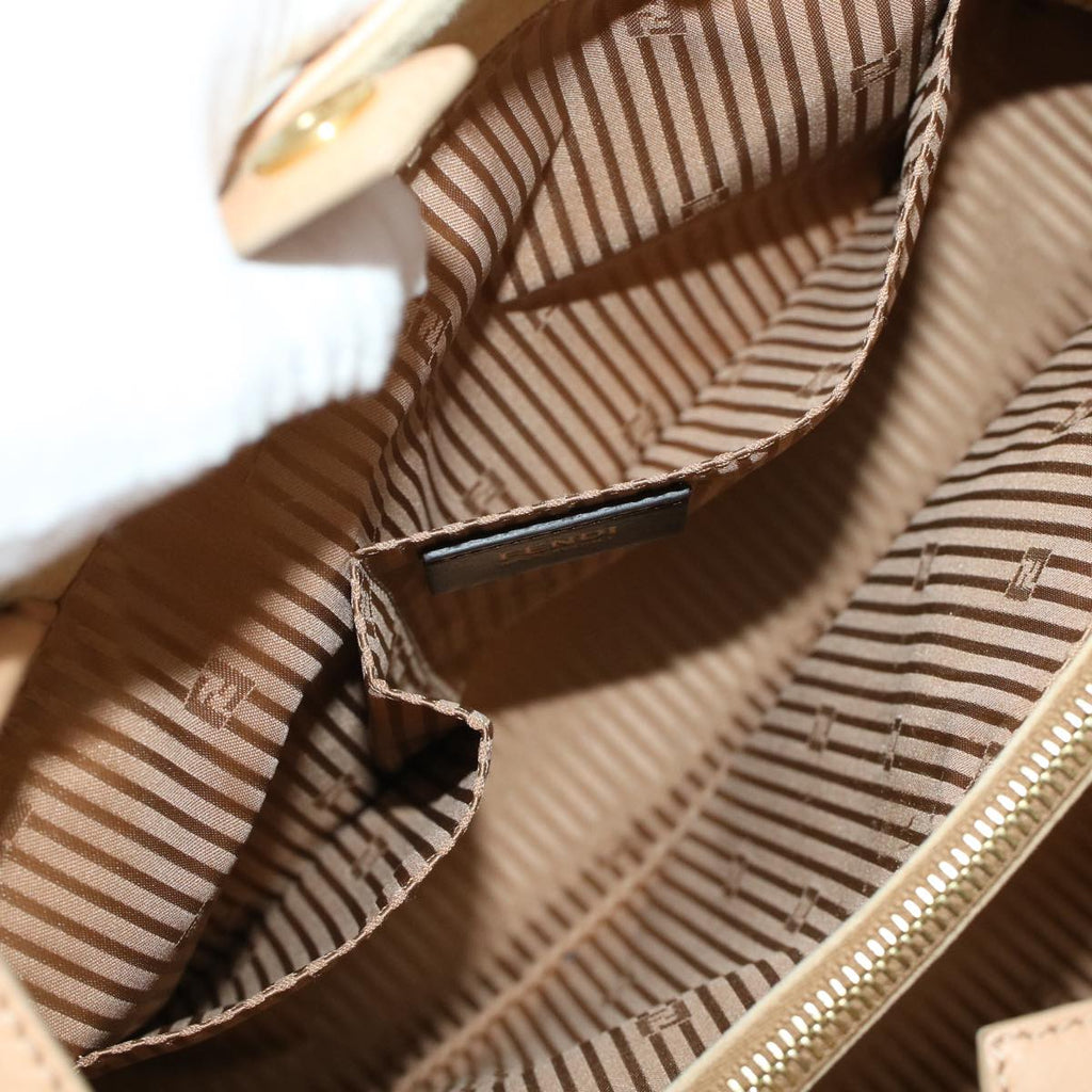 FENDI Two Joule Hand Bag Straw Beige bs6299