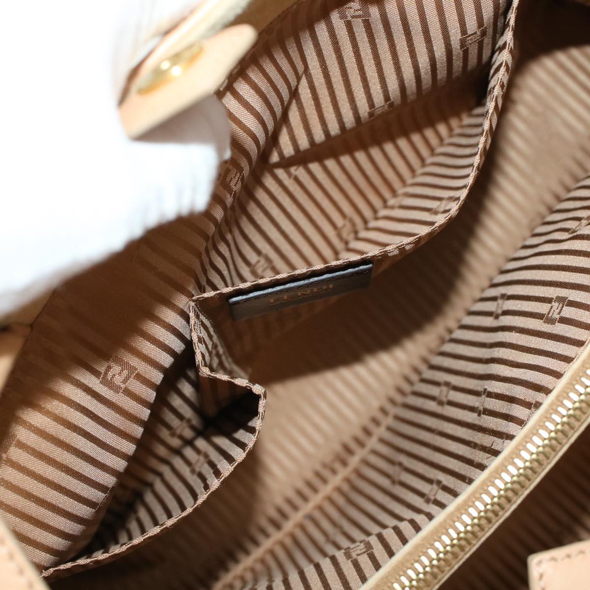 FENDI Two Joule Hand Bag Straw Beige bs6299