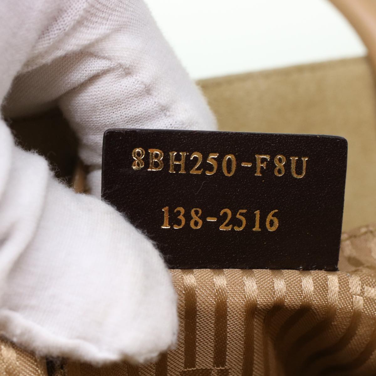 FENDI Two Joule Hand Bag Straw Beige bs6299