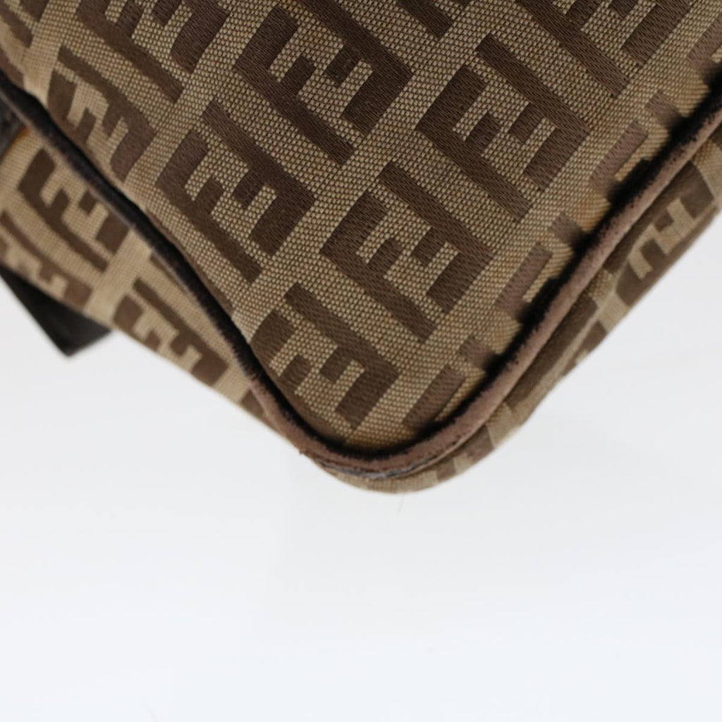 FENDI Zucchino Canvas Shoulder Bag Leather Brown 2241-8BN005-019 bs6383