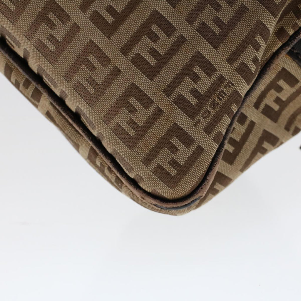 FENDI Zucchino Canvas Shoulder Bag Leather Brown 2241-8BN005-019 bs6383