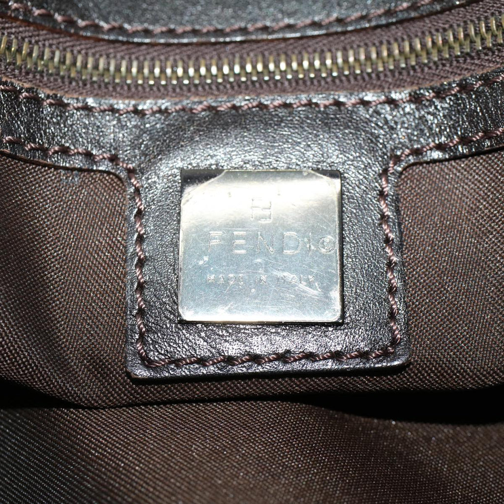 FENDI Zucchino Canvas Shoulder Bag Leather Brown 2241-8BN005-019 bs6383
