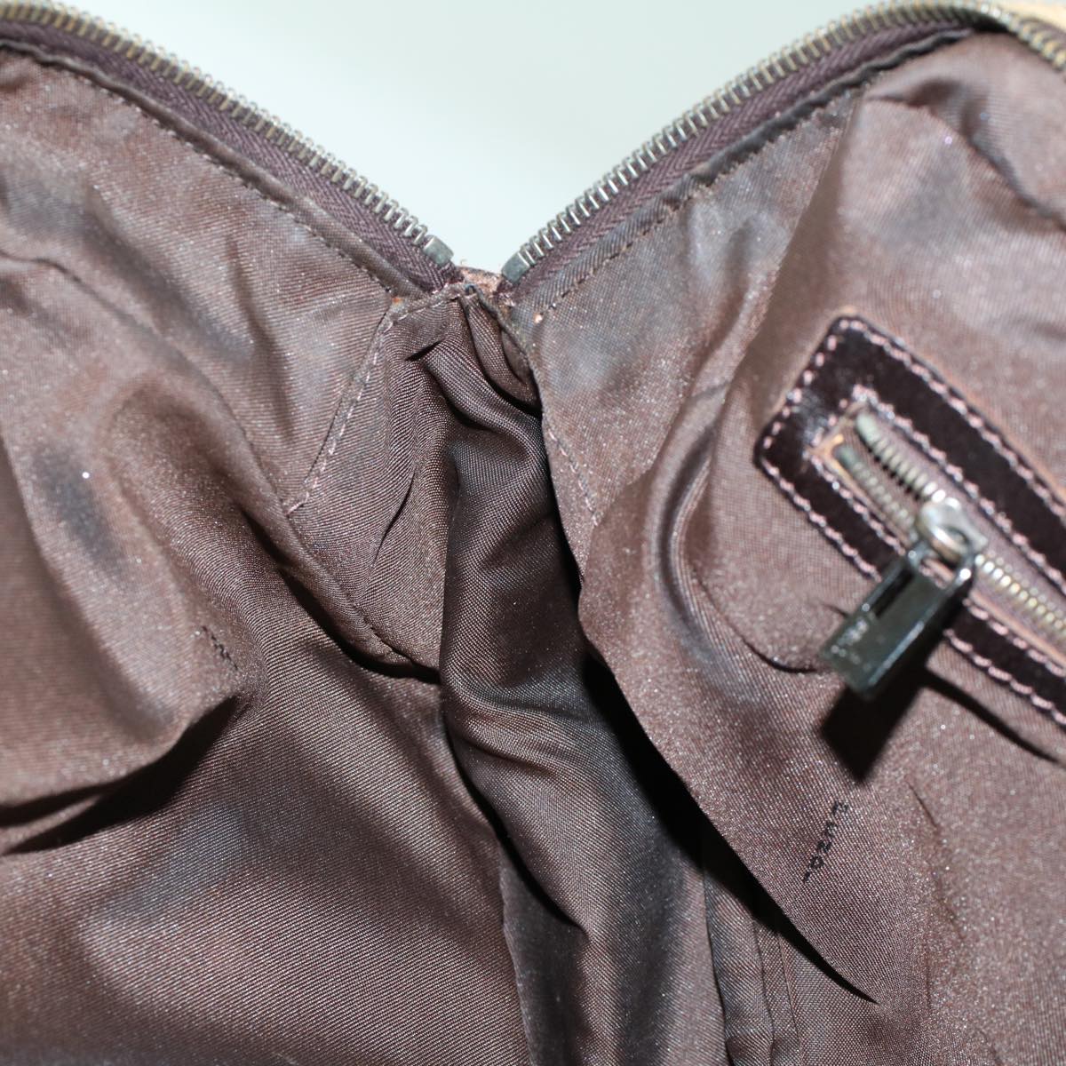 FENDI Zucchino Canvas Shoulder Bag Leather Brown 2241-8BN005-019 bs6383