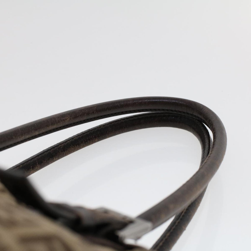 FENDI Zucchino Canvas Shoulder Bag Leather Brown 2241-8BN005-019 bs6383