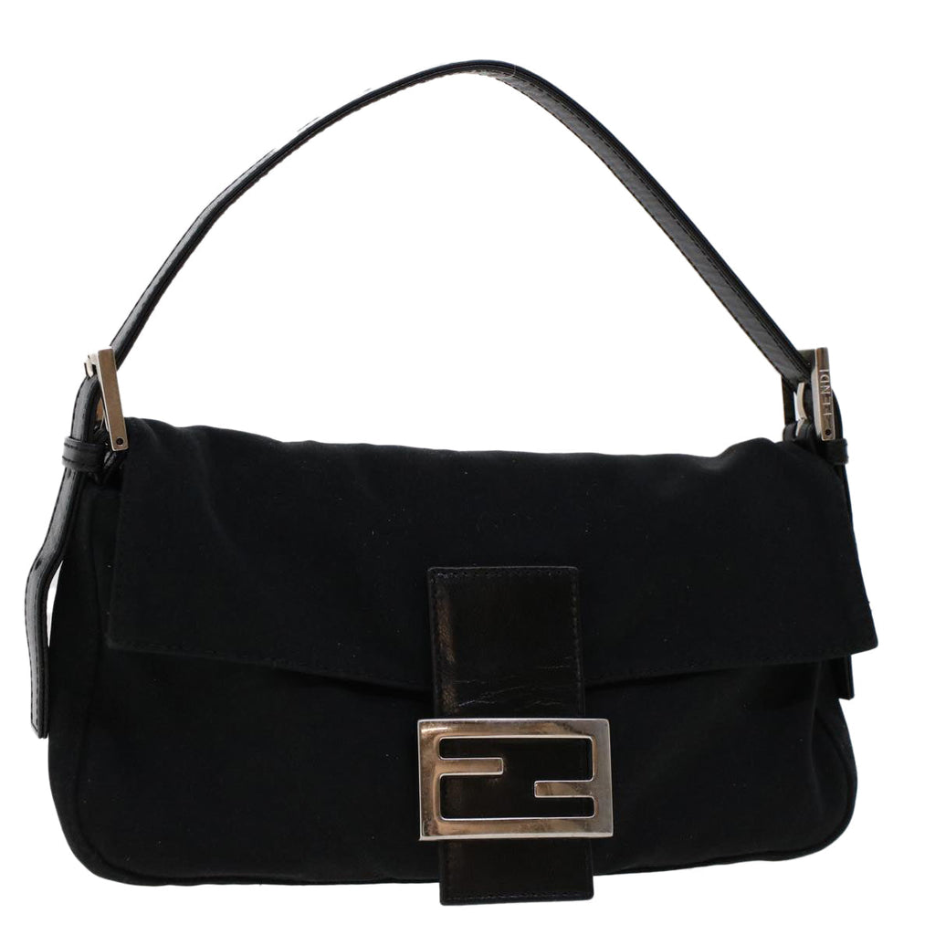 FENDI Mamma Baguette Shoulder Bag Nylon Leather Black 2321.26424.008 bs6395