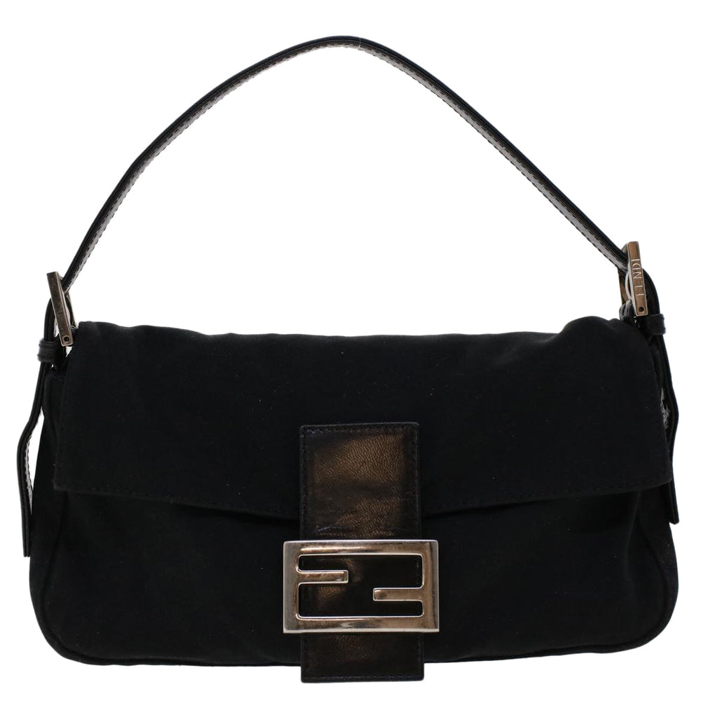 FENDI Mamma Baguette Shoulder Bag Nylon Leather Black 2321.26424.008 bs6395
