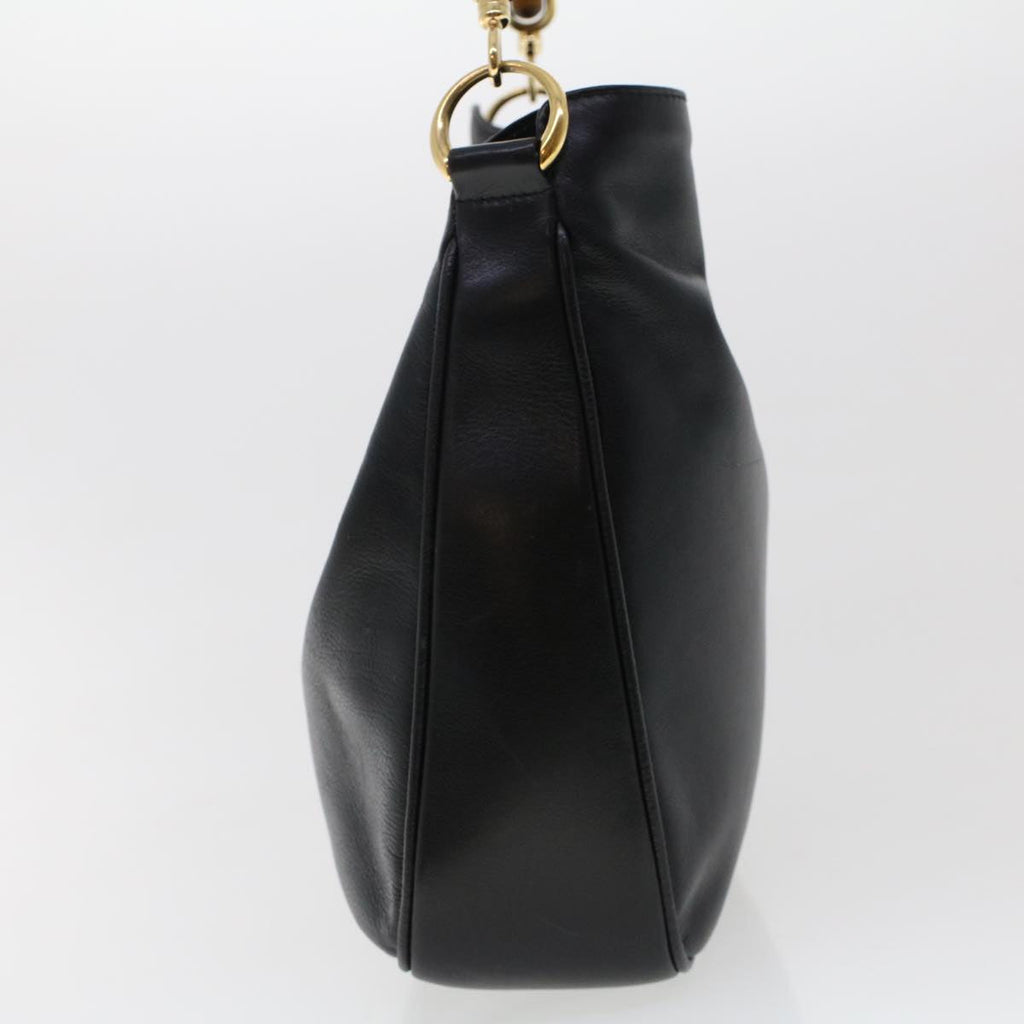 GUCCI Bamboo Shoulder Bag Leather Black 0011638  bs6460