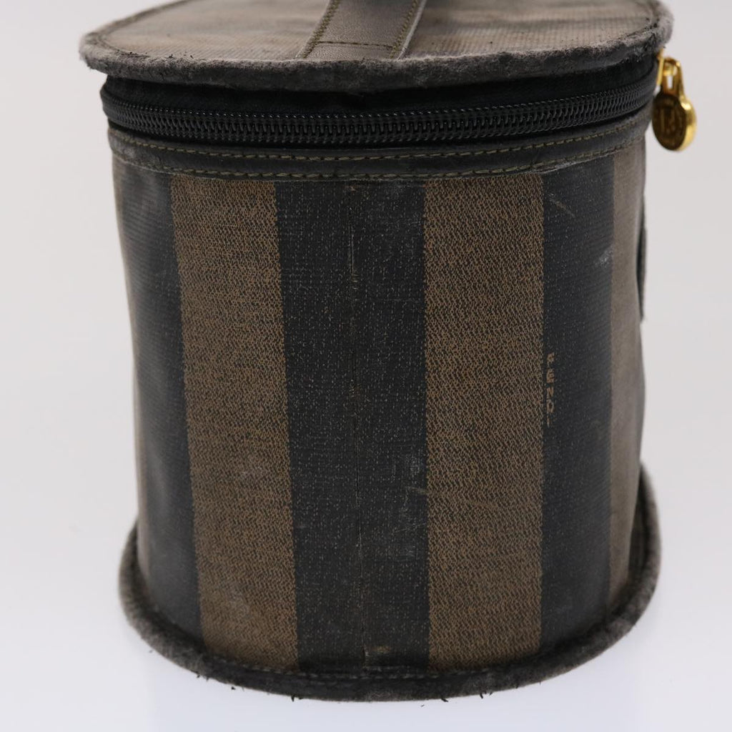 FENDI Pecan Canvas Vanity Cosmetic Pouch Black Brown Auth bs6461
