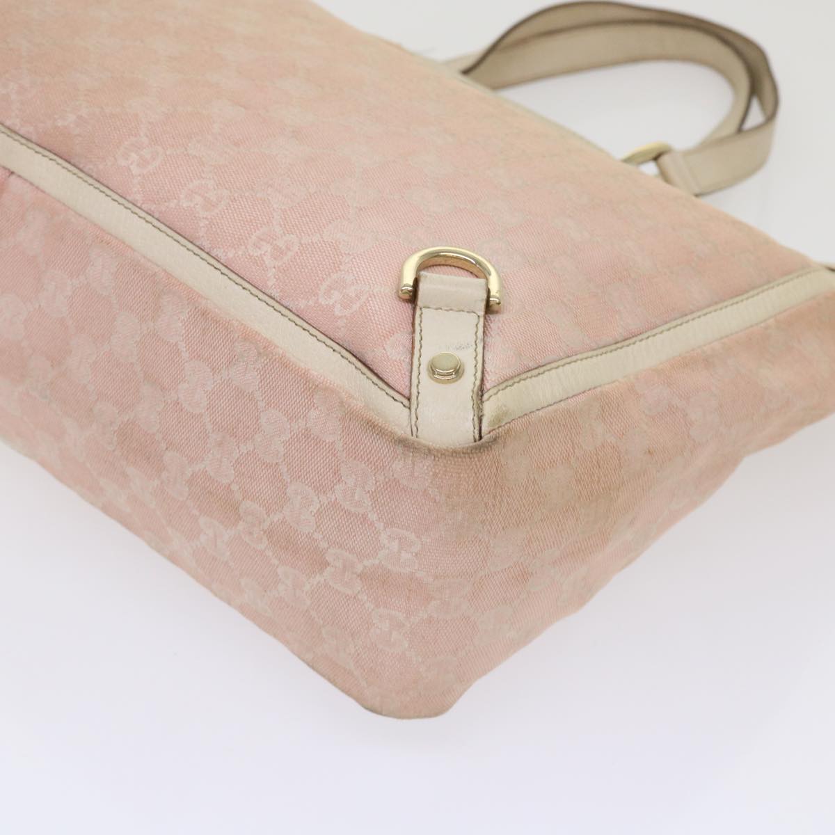 GUCCI GG Canvas Tote Bag Leather Pink 141472 bs6464