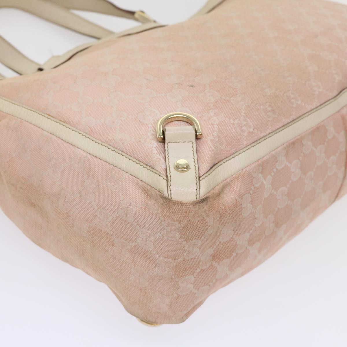 GUCCI GG Canvas Tote Bag Leather Pink 141472 bs6464
