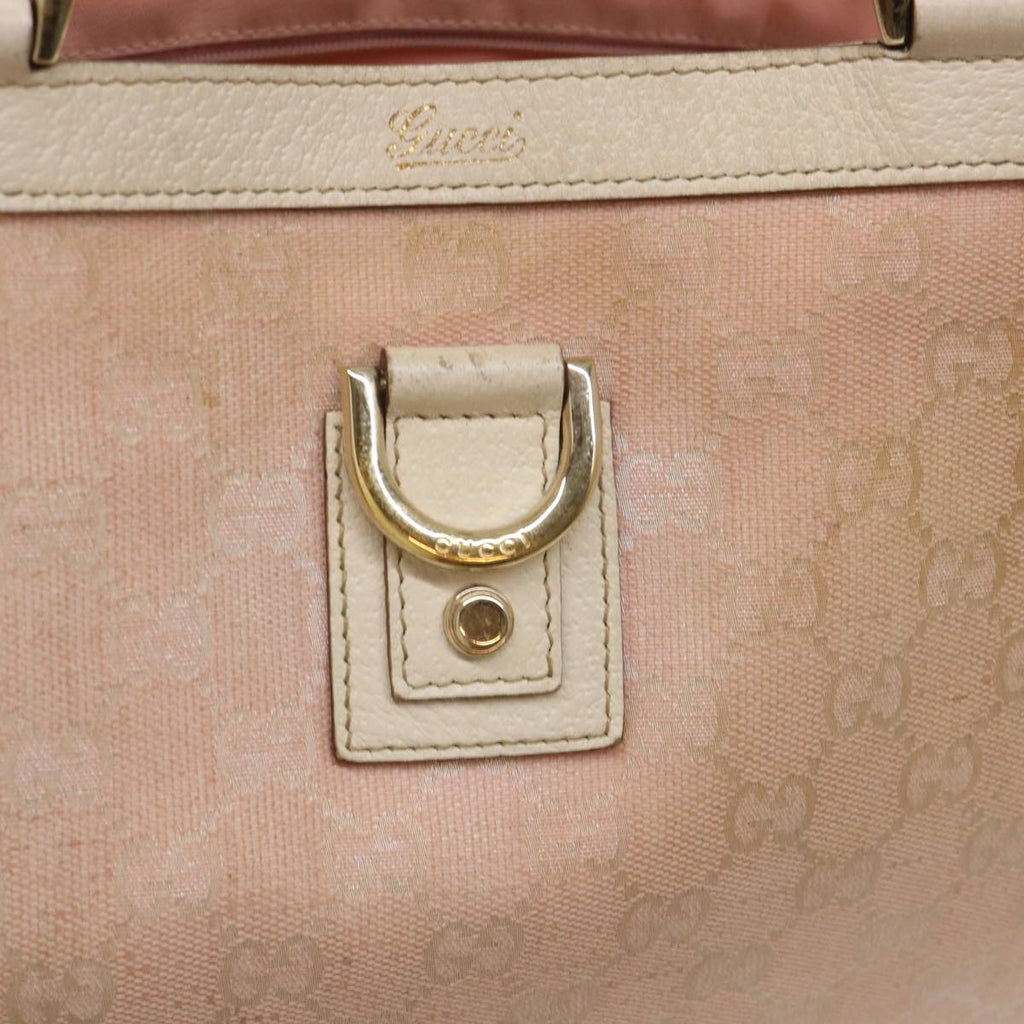 GUCCI GG Canvas Tote Bag Leather Pink 141472 bs6464