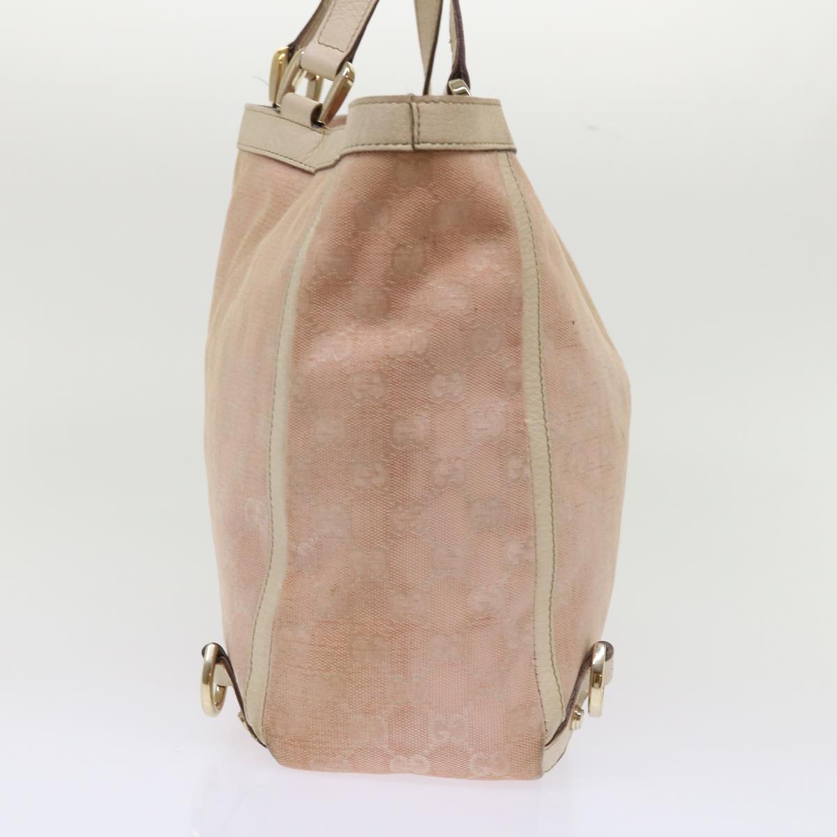 GUCCI GG Canvas Tote Bag Leather Pink 141472 bs6464