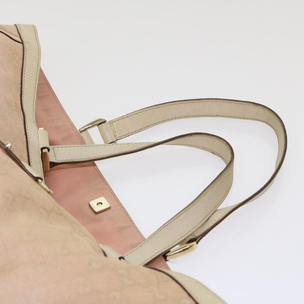 GUCCI GG Canvas Tote Bag Leather Pink 141472 bs6464