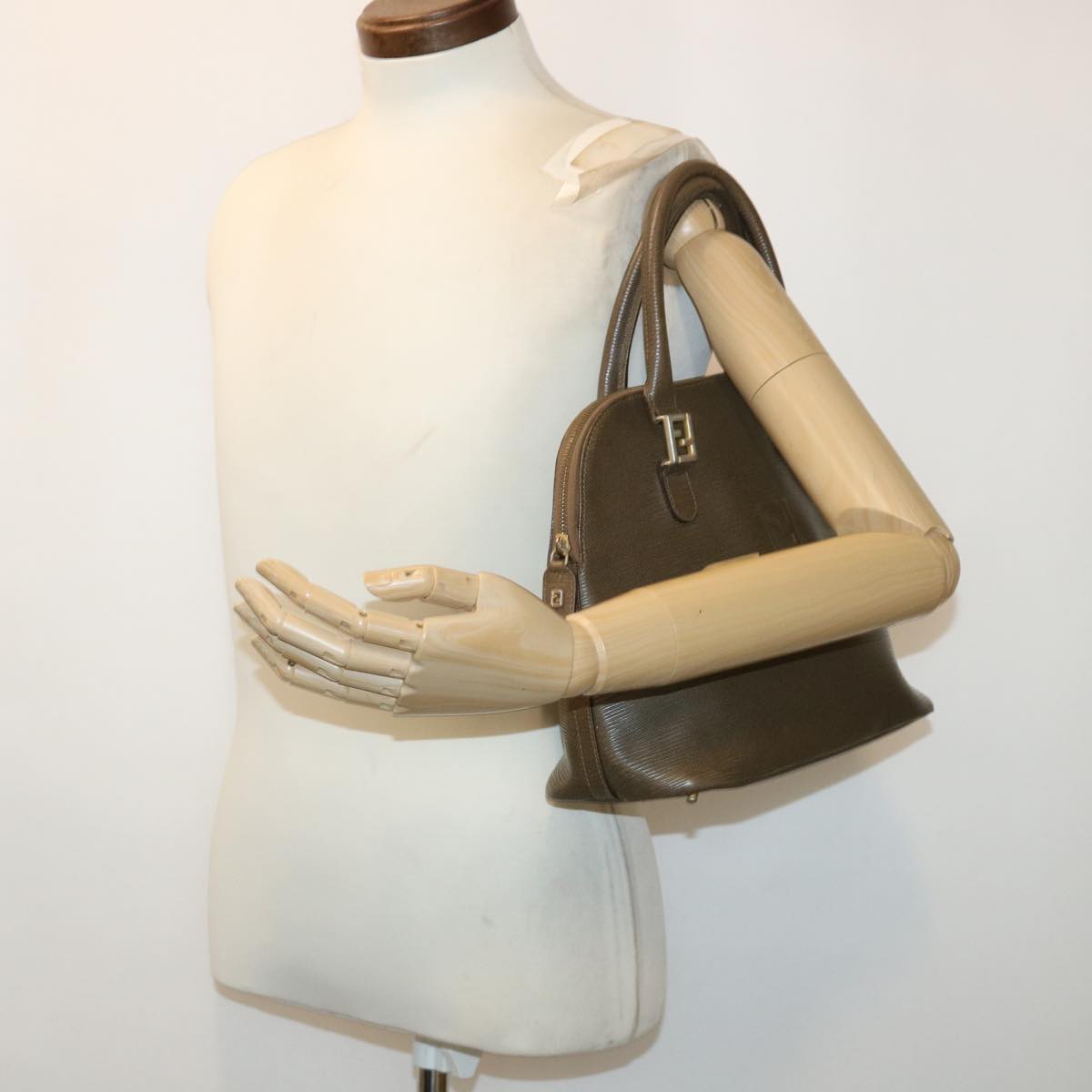 FENDI Hand Bag Leather Brown bs6467