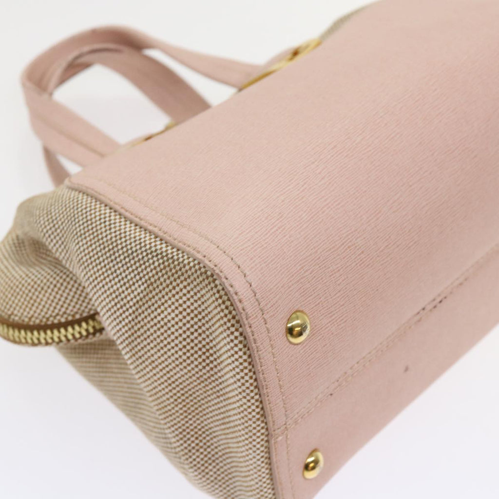 FENDI Chameleon Hand Bag Leather Canvas 2way Pink Brown bs6469