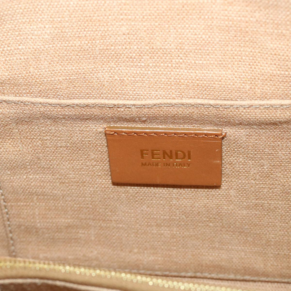 FENDI Chameleon Hand Bag Leather Canvas 2way Pink Brown bs6469