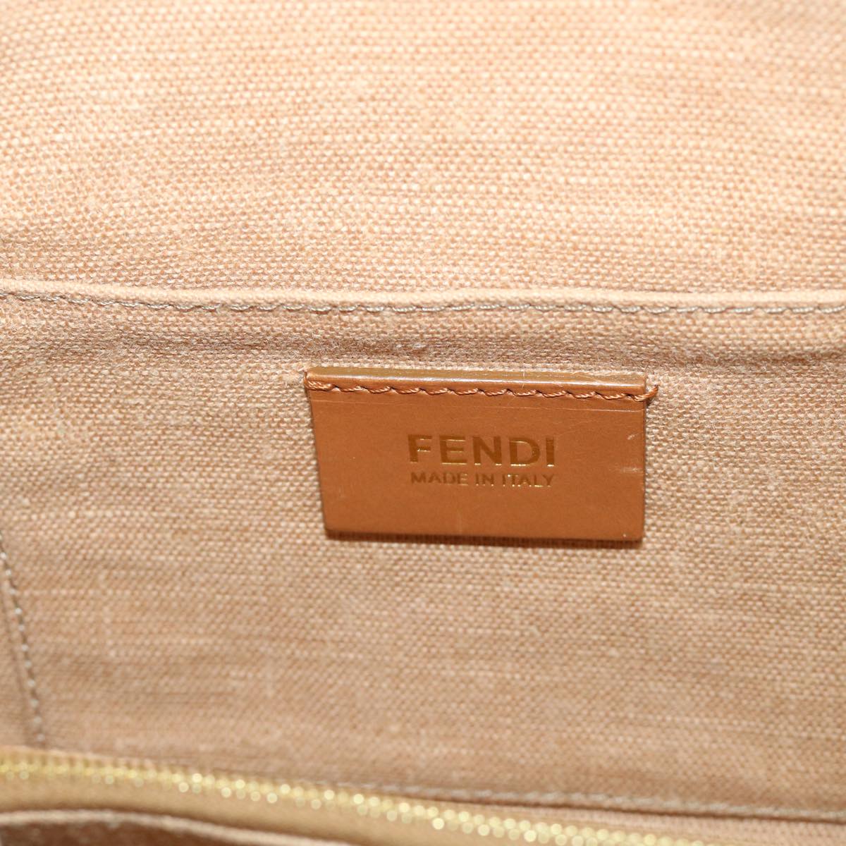 FENDI Chameleon Hand Bag Leather Canvas 2way Pink Brown bs6469