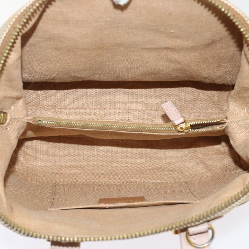 FENDI Chameleon Hand Bag Leather Canvas 2way Pink Brown bs6469